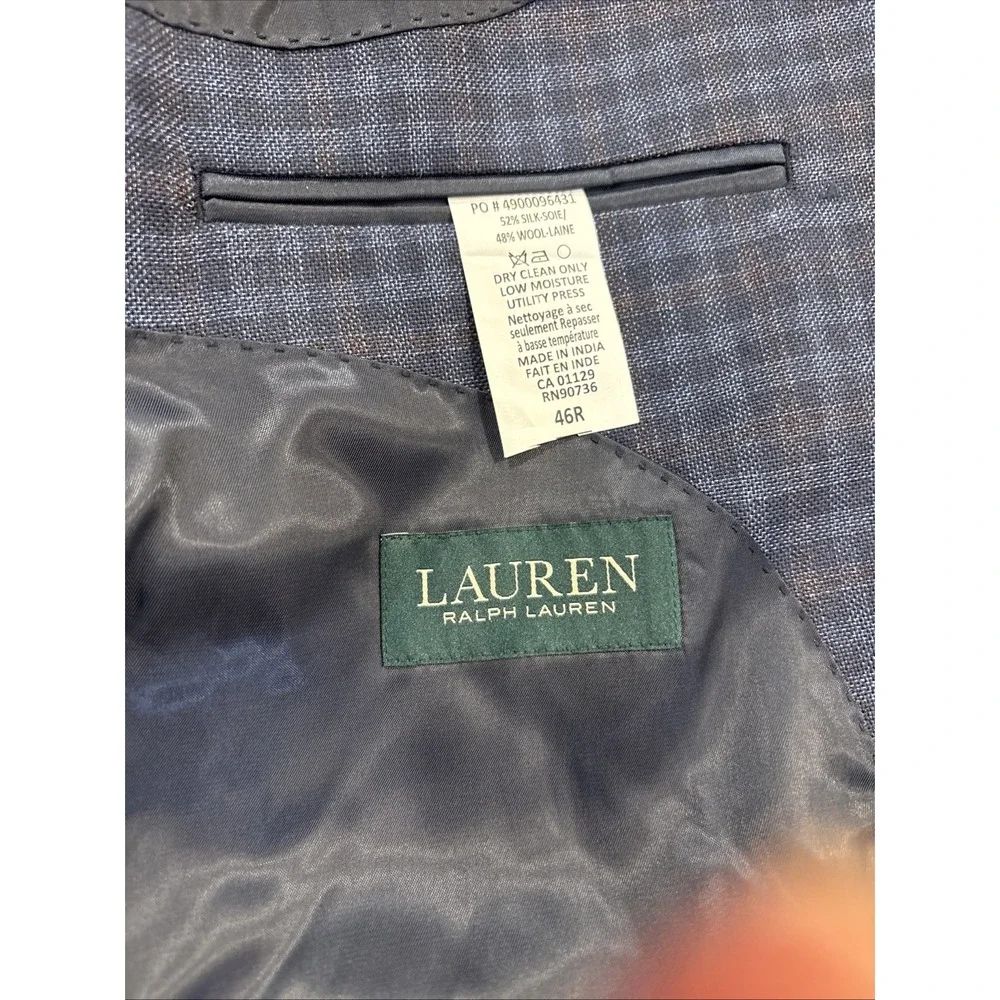 Ralph Lauren Mens Blue Wool 2-Button Single Vent Blazer Jacket 46R